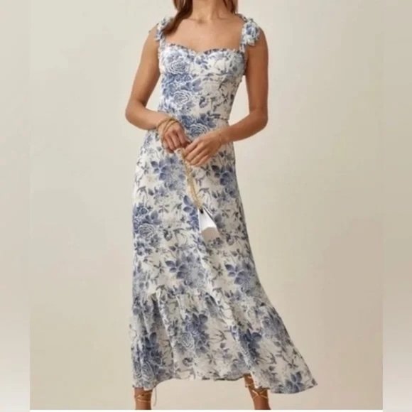 Nikita Reformation Dress - Blue & White Floral, Size 8 - Excellent condition! - Picture 2 of 8